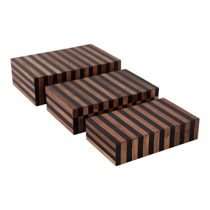 S/3 10/11/12 Striped Boxes