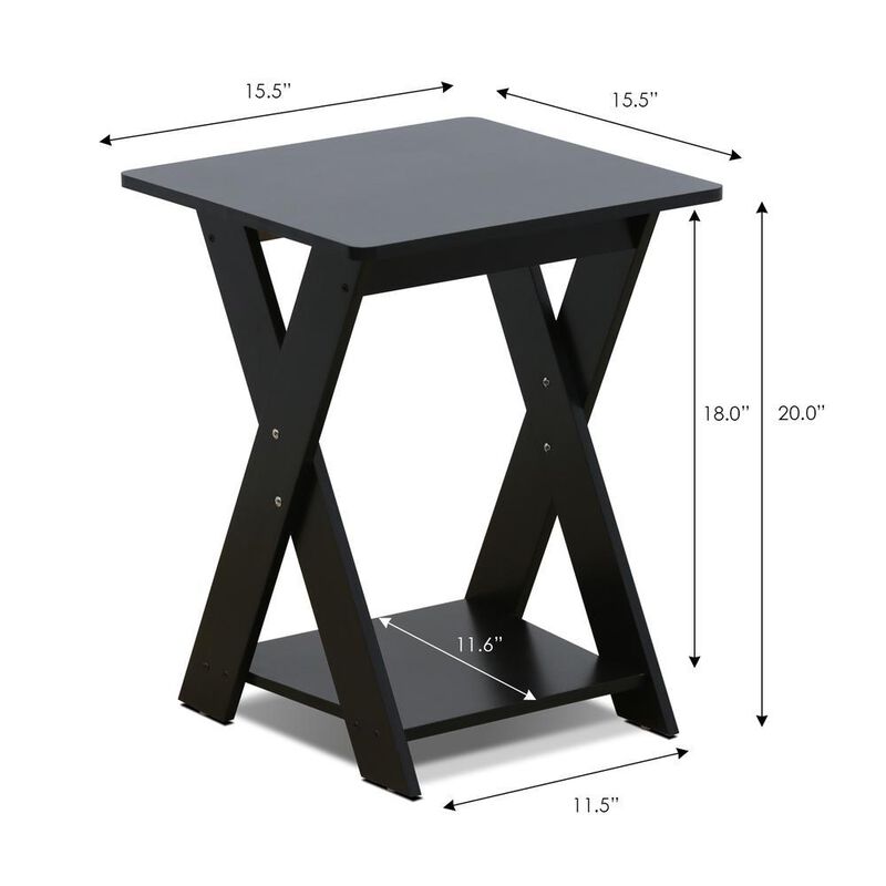 Furinno Modern Simplistic Criss-Crossed End Table, Set of 2, Espresso
