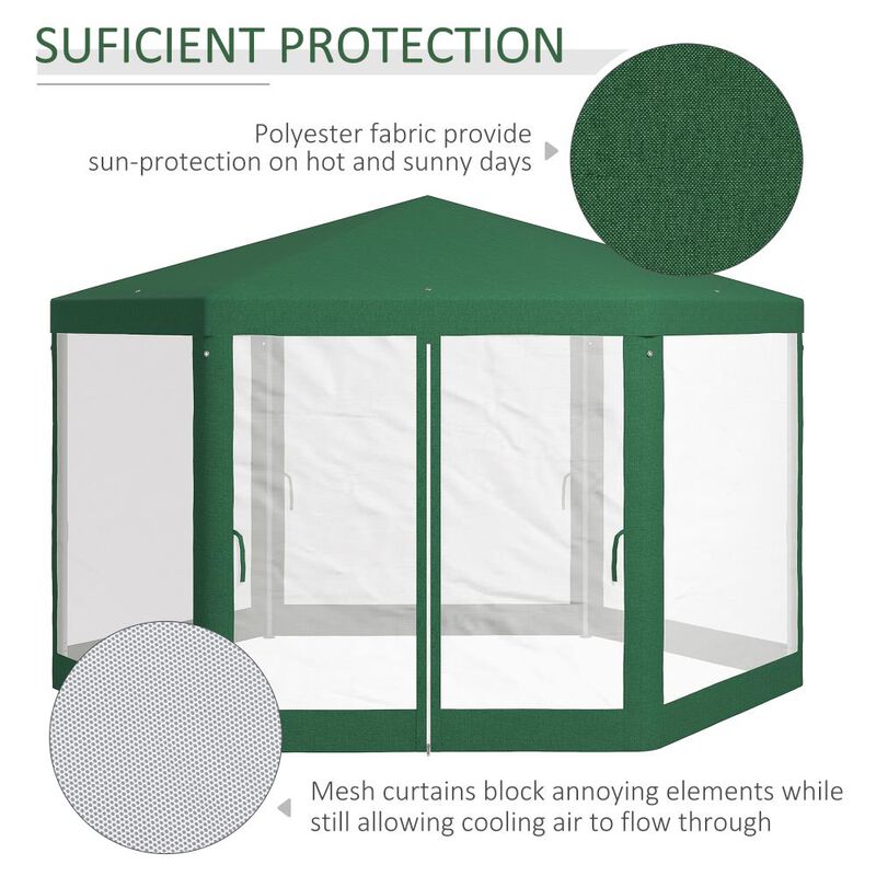 Hivvago 13' x 11' Hexagon Party Tent Canopy with Protective Mesh Walls image number 3