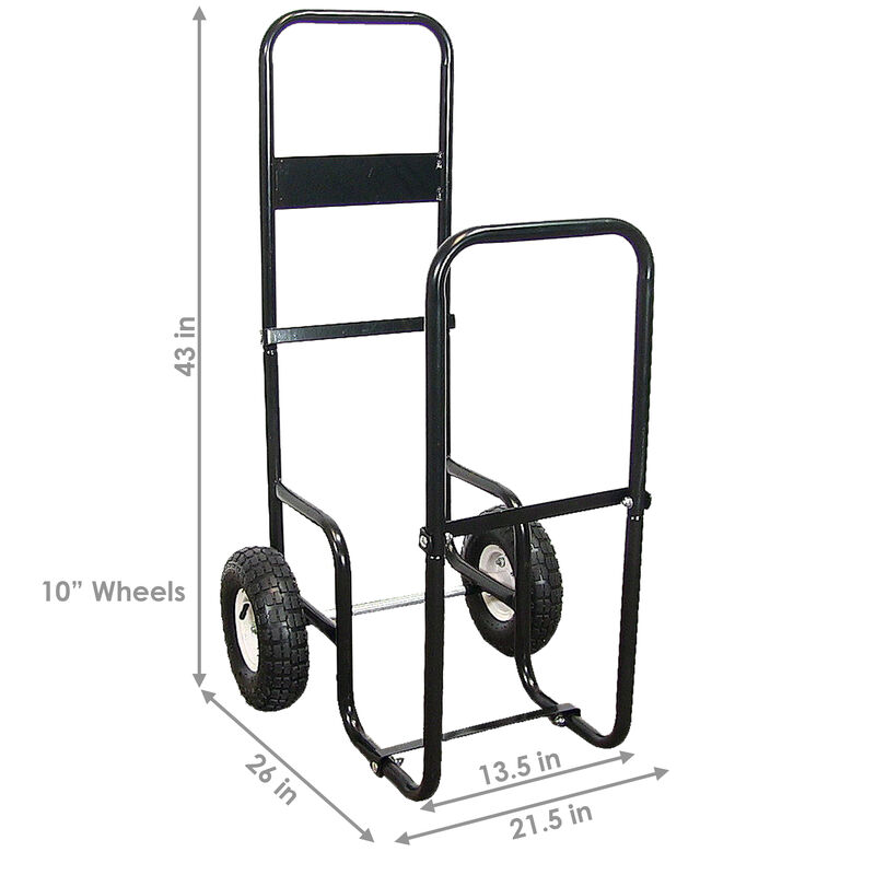 Sunnydaze Powder-Coated Steel Log Cart Carrier and Storage Rack with Wheels image number 4