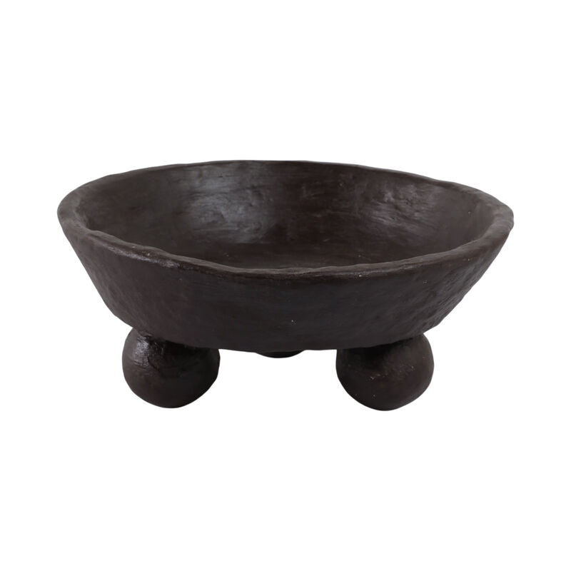 12x12" Paper Mache Knobby Footed Bowl, Brown image number 2