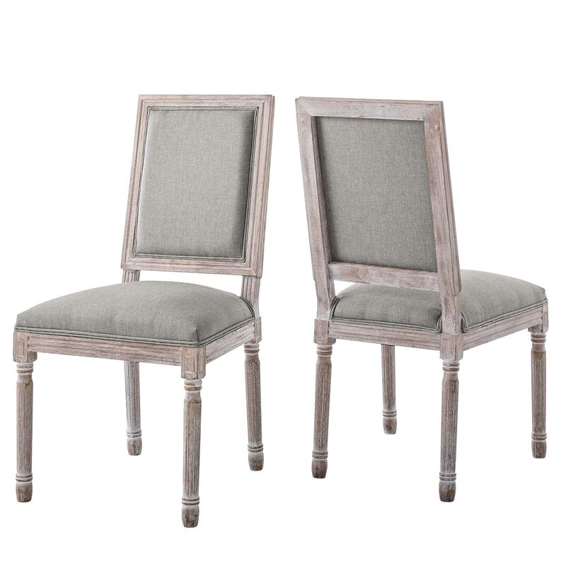 Modway Court French Vintage Upholstered Fabric Two Dining Chairs in Light Gray image number 0