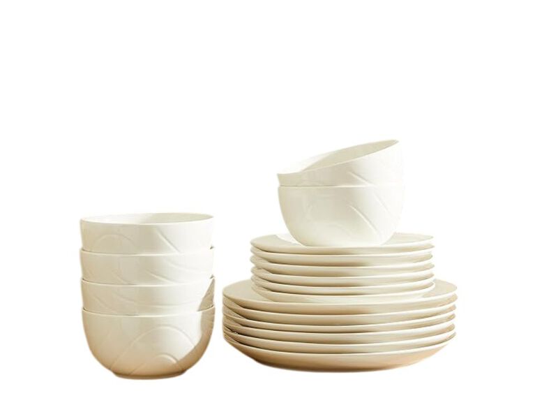 18-Piece White Porcelain Dinnerware Set &ndash; Minimalist Plates for