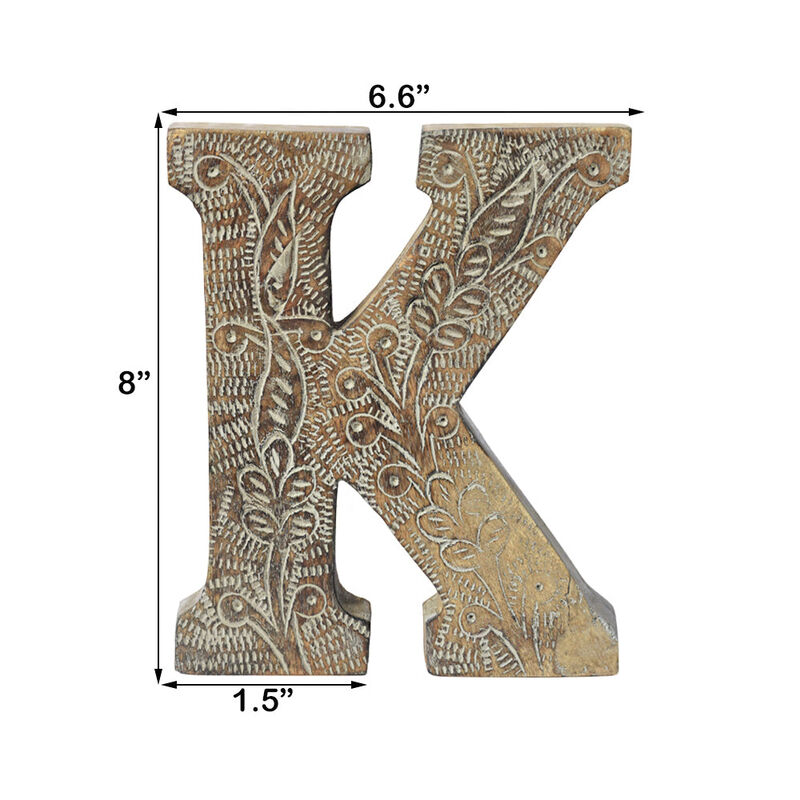 Vintage Gray Handmade Eco-Friendly "K" Alphabet Letter Block For Wall Mount & Table Top Décor