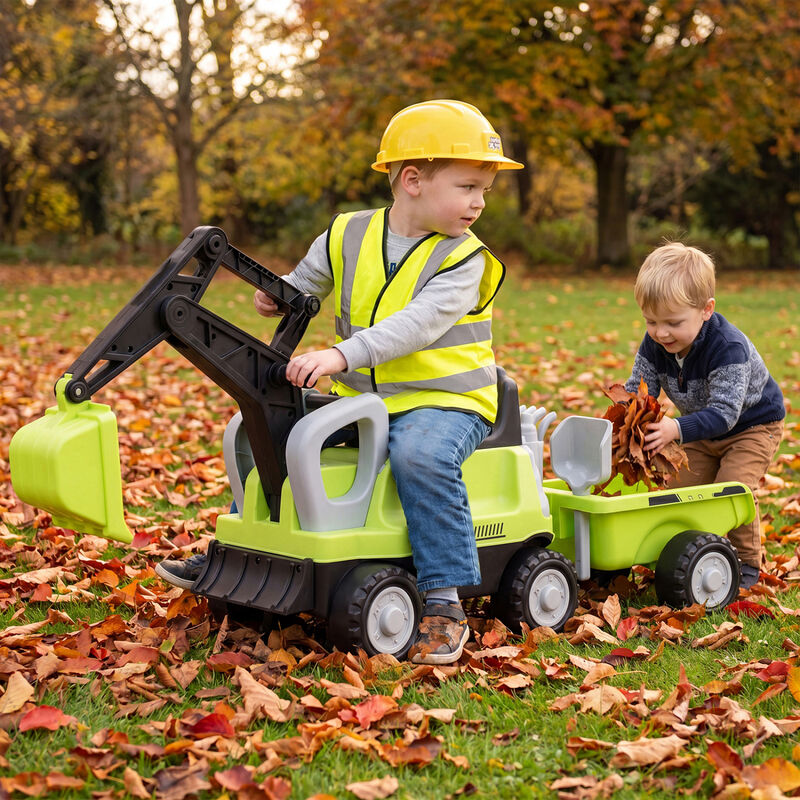 Kids Electric Ride On Tractor with Excavator Digging Arm and Detachable Trailer Toy image number 4