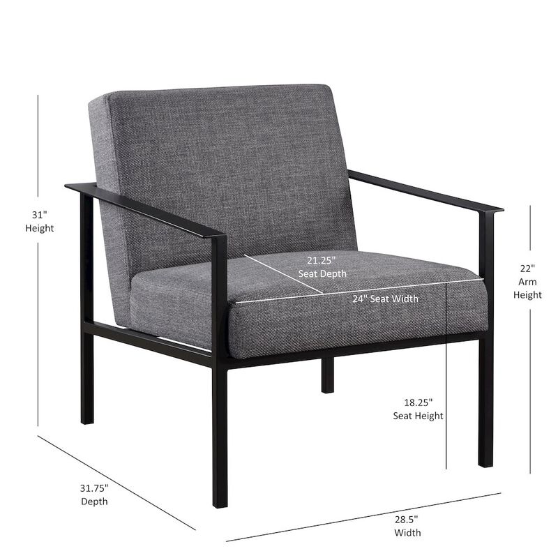 Comfort Pointe Milano Charcoal Stationary Metal Accent Chair