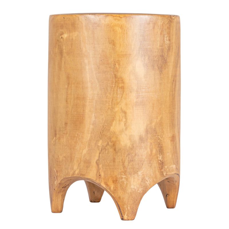 Hand-Carved Wood Side Table, Walnut Finish image number 3