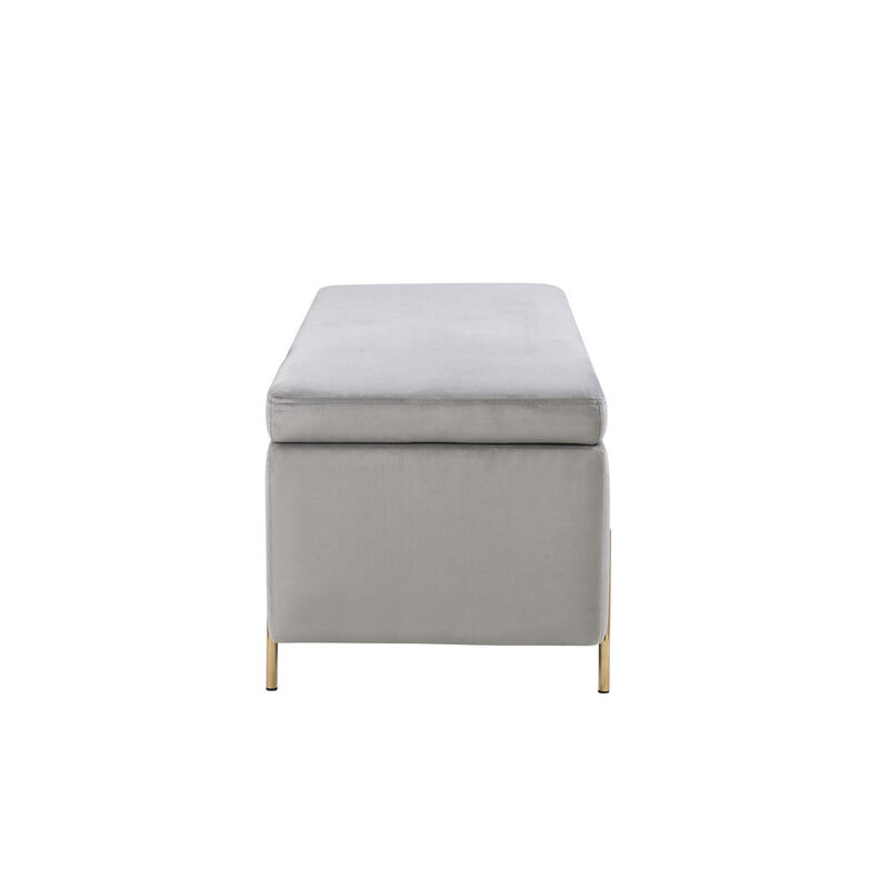 Velvet Storage Bench with Metal Legs image number 3