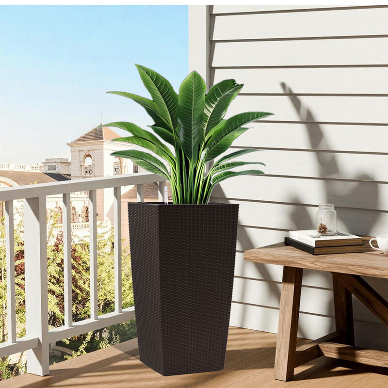 WOW PIONEER 30 Inch Tall Large Self-Watering Planter Pot with Drainage Holes, Inner Trays, Water Level Monitor for Indoor Outdoor Garden Patio Porch Backyard image number 9