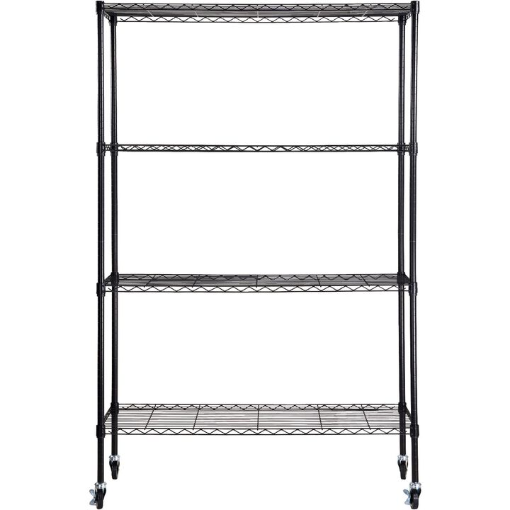 4 Tier Rolling Storage Shelving Unit, Heavy Duty Metal Wire Rack with Wheels