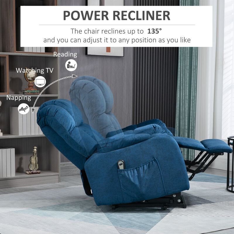 Lift Chair, Power Lift Recliner Chair with Side Pocket and Remote Control for Living Room Blue