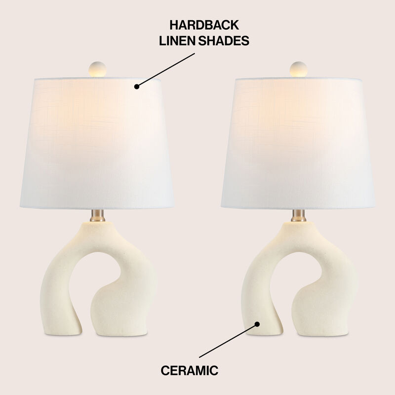 Tula 19" Scandinavian Minimalist Ceramic Arch LED Table Lamp