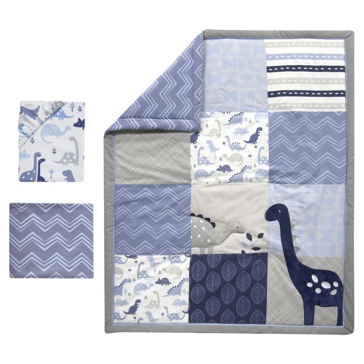 Bedtime Originals Roar 3-Piece Crib Bedding Set - Blue, Gray, White, Animals