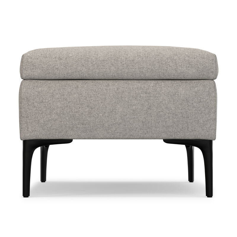 Rebecca 48 inch Wide Mid Century Modern Rectangle Large Coffee Table&nbsp;Storage Ottoman with Lift up Lid in Cloud Grey Polyester , Assembled image number 3