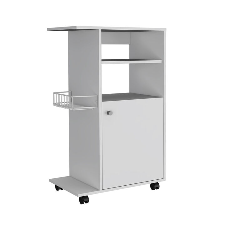 Clip Kitchen Cart, Single Door Cabinet, Four Casters -White