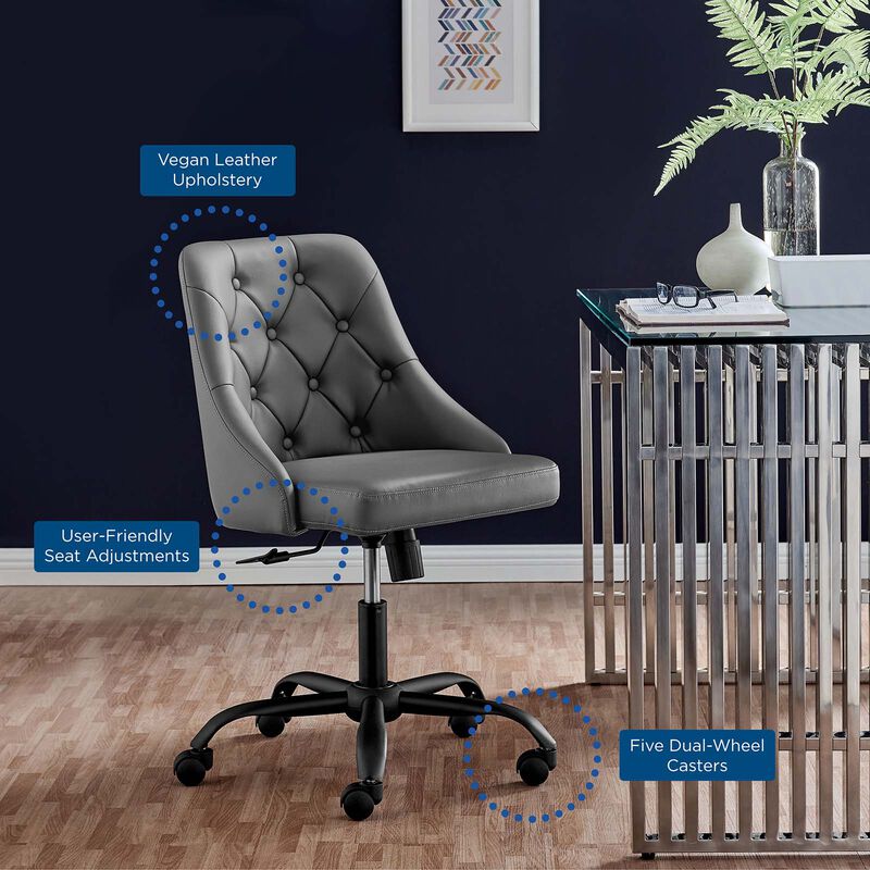 Modway Furniture - Distinct Tufted Swivel Vegan Leather Office Chair Black Gray image number 1