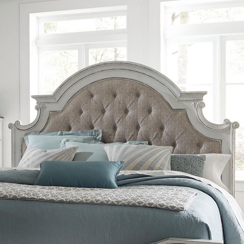 Liberty Furniture Magnolia Manor Queen Upholstered Panel Headboard - Weathered Bisque image number 1