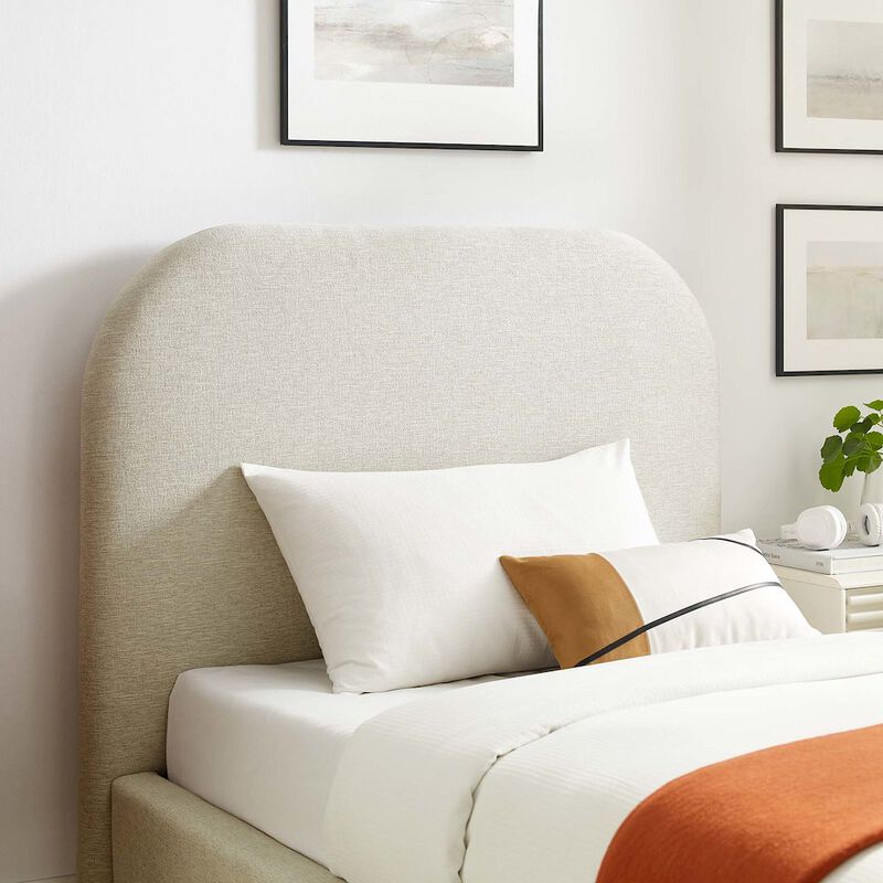 Keynote Upholstered Fabric Curved Twin Platform Bed image number 8