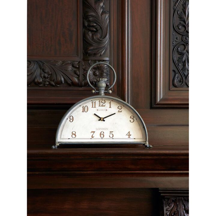 HouzBling Mantle Clock 15"Lx13"H Metal/Glass