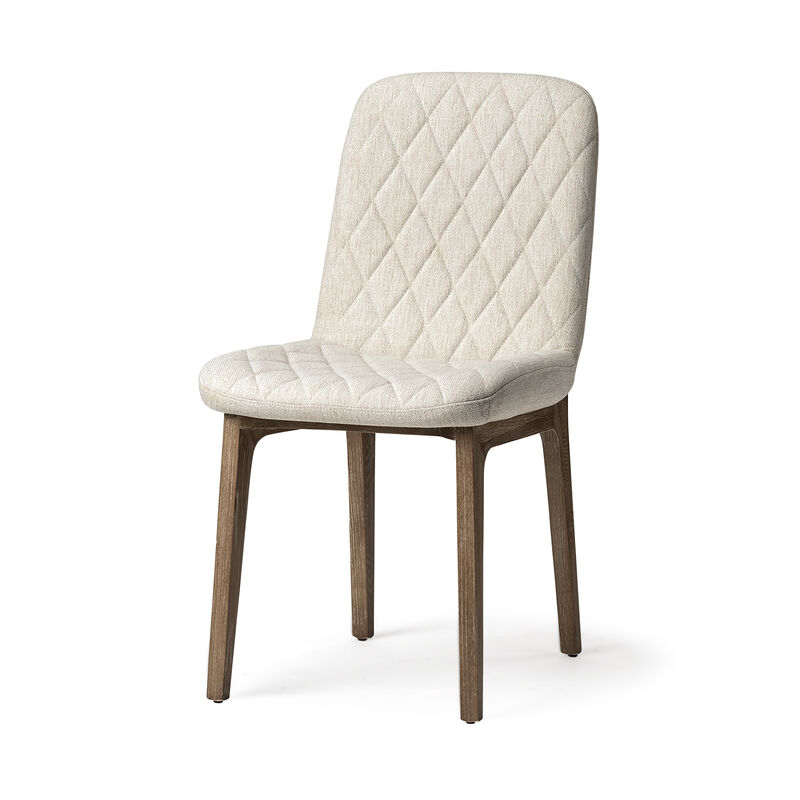 HomeRoots Set of Two Cream and Brown Fabric Dining Side Chairs image number 0