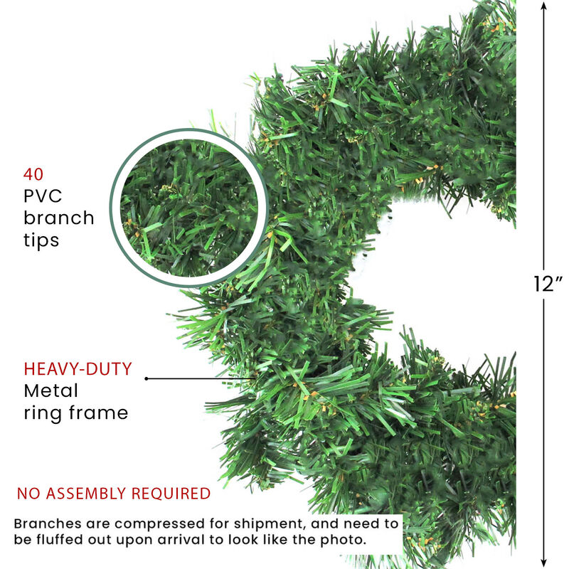 12" Deluxe Windsor Pine Artificial Christmas Wreath - Unlit image number 6