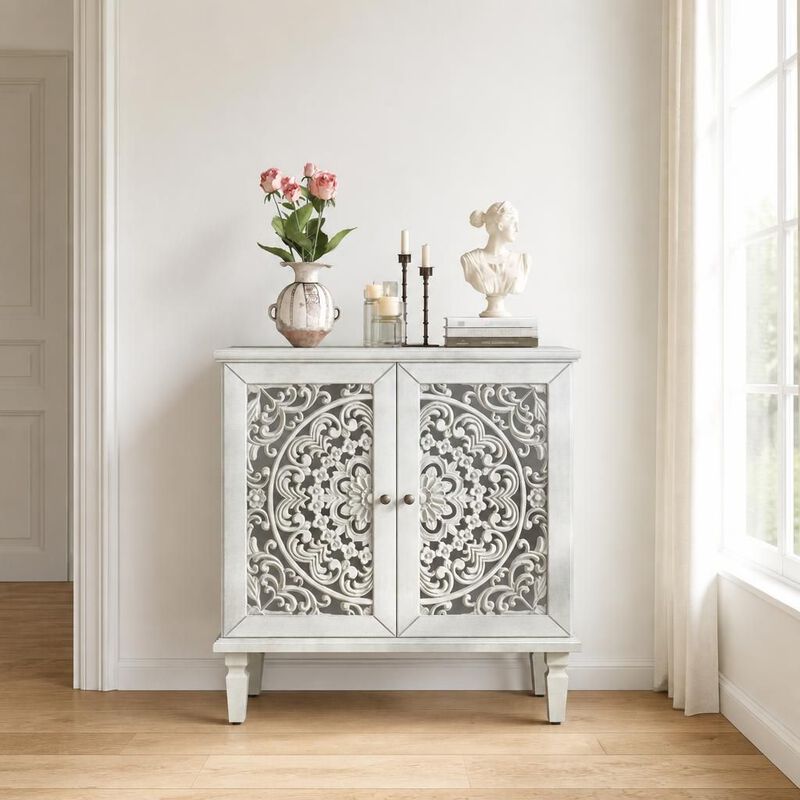 Hollow-Carved 2-Door Accent Cabinet image number 2