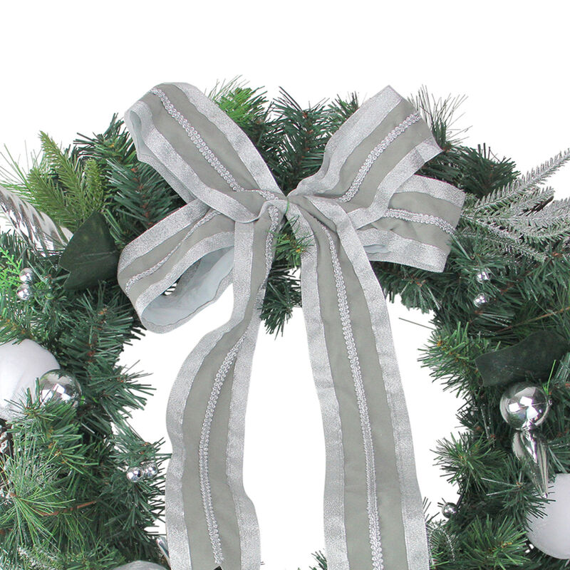 Bow and Pine Cone Artificial Christmas Wreath - 24-Inch  Unlit