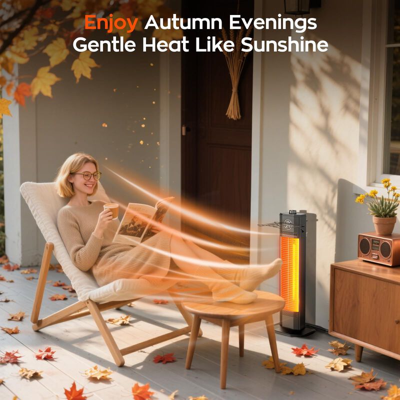 Outdoor Electric Patio Heater, 27-inch Infrared Tower Heater with 1200W Instant Heating, IPX5 Waterproof Space Heater image number 5