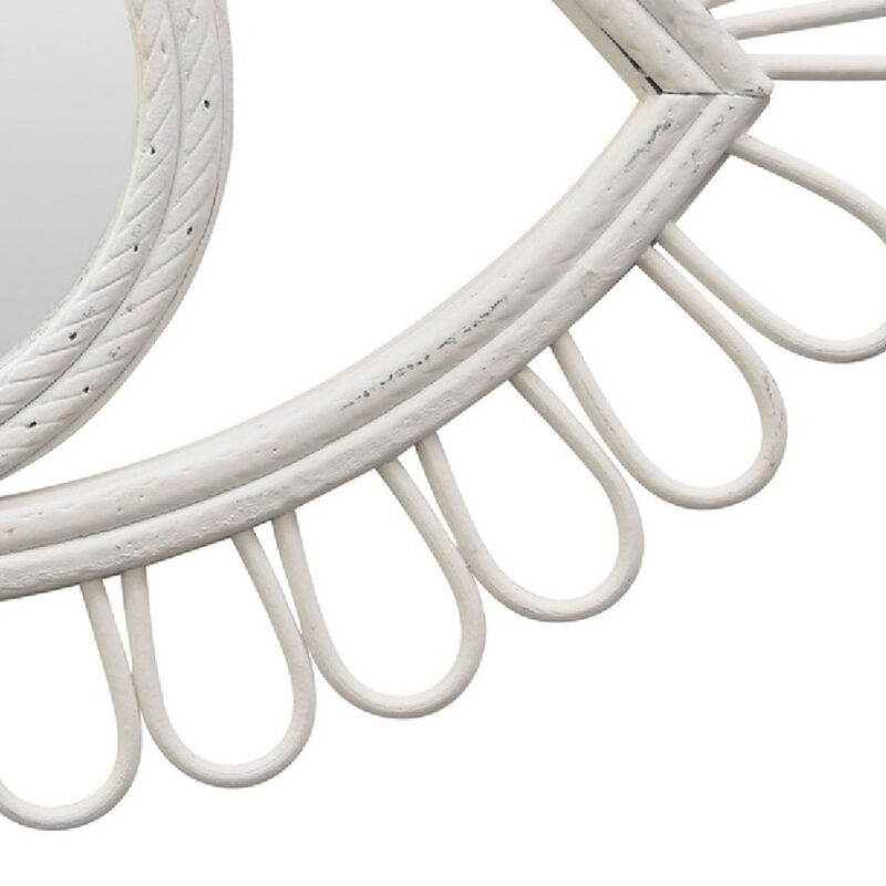 Davie Eye-Shaped Wall Mirror with Loop Details, White Natural Fiber image number 3