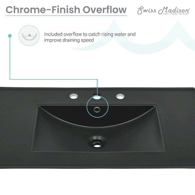 36" Ceramic Vanity Top with Three Faucet Holes image number 4