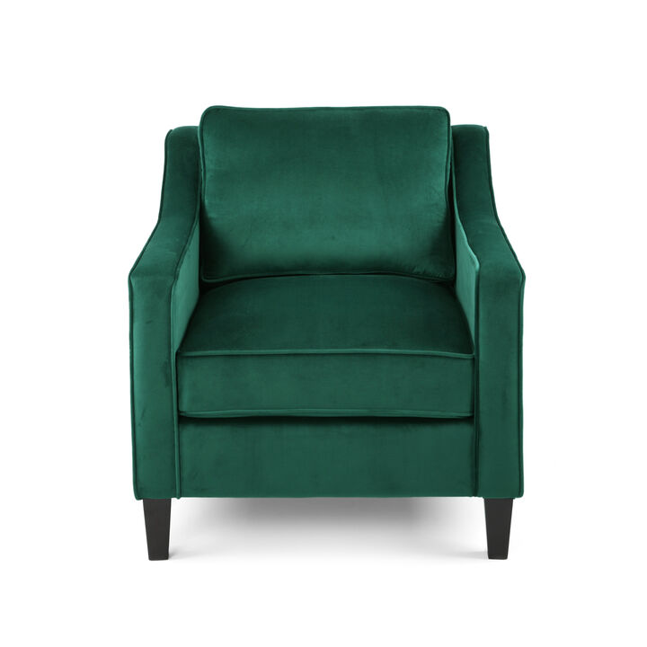 HomeRoots 31" Blue And Black Velvet And Wood Club Chair