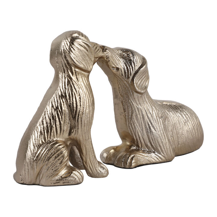 10x6" Kissing Dogs, Gold