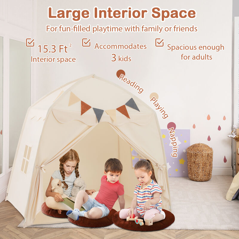 Large Kids Play Tent Bed with String Lights &ndash; Fun Playhouse for Indoor & Outdoor image number 3