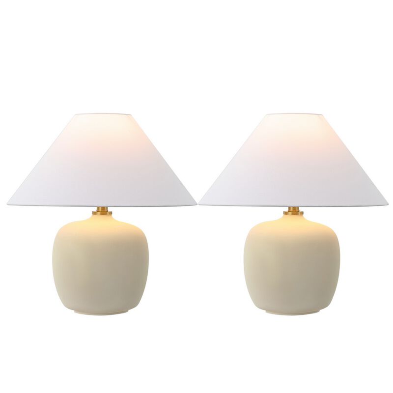 Delphi 18.25" Minimalist Scandinavian Resin/Iron LED Table Lamp