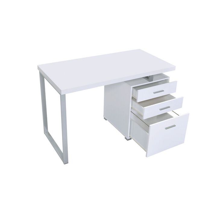 Superb white Office Desk with Reversible Set Up-Benzara
