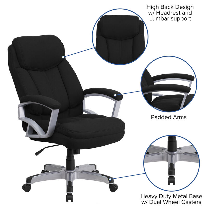 HERCULES Series Big & Tall 500 lb. Rated Black Fabric Executive Swivel Ergonomic Office Chair with Arms image number 5