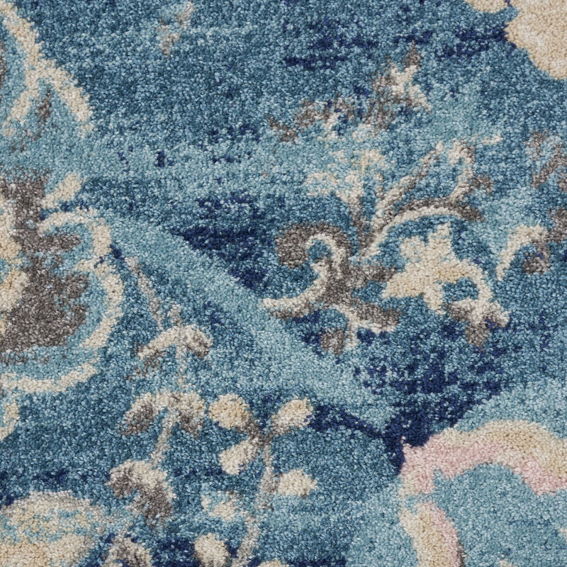Tranquil TRA02 Turquoise 5'3" x Round Rug image number 5