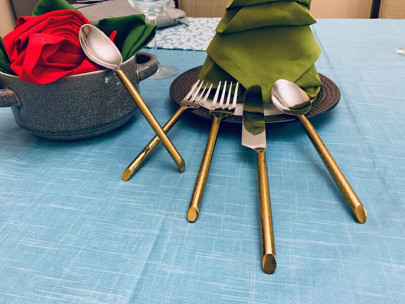 Stainless Steel Hammered 20-PC Set (Golden)