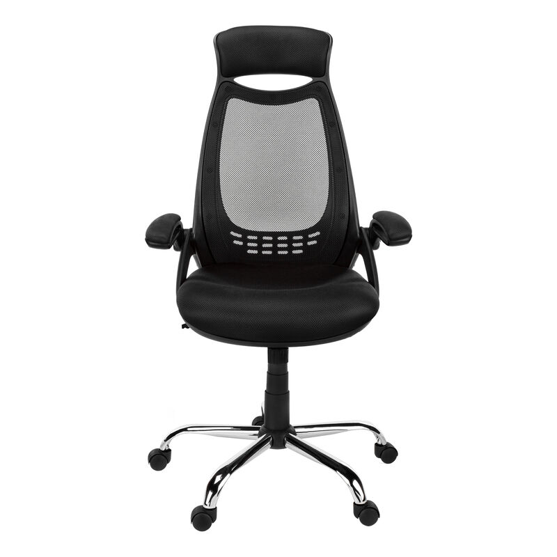 Monarch Specialties I 7268 Office Chair, Adjustable Height, Swivel, Ergonomic, Armrests, Computer Desk, Work, Metal, Mesh, Black, Chrome, Contemporary, Modern