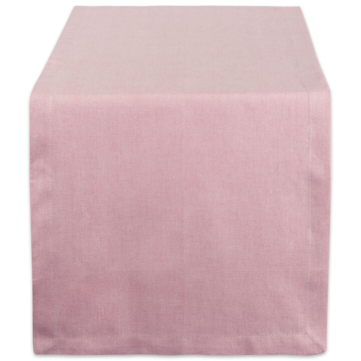 14" x 108" Rose Pink Rectangular Solid Chambray Table Runner