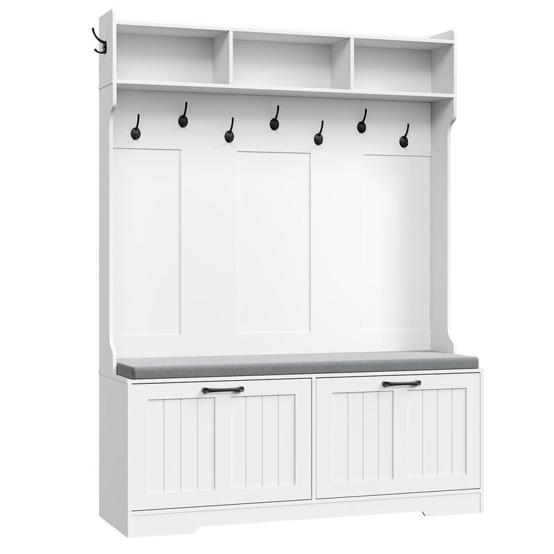 Entryway Hall Tree with Bench, Coat Rack and Shoe Cabinet Storage Organizer image number 0