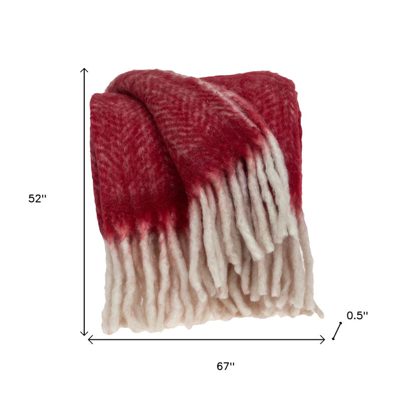 HomeRoots Red Woven Acrylic Solid Color Reversable Throw image number 5