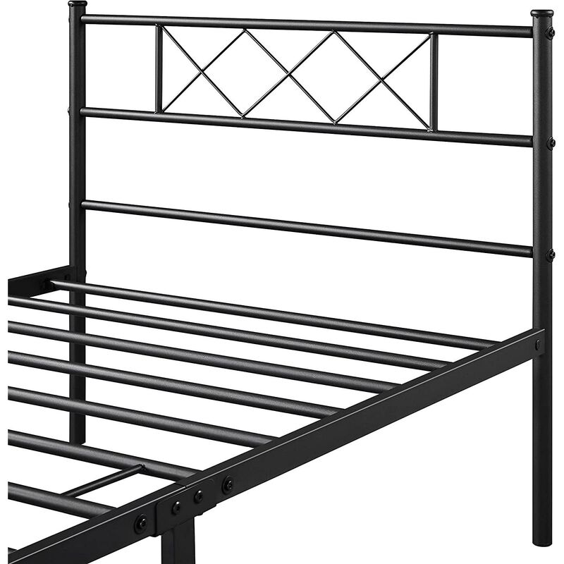 Traditional Powder Coated Slatted Metal Platform Bed for Bedroom Furniture