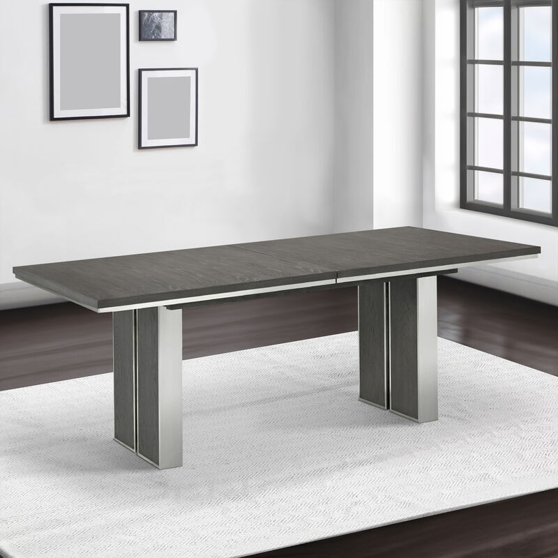 Axel 82 - 100 Inch Extendable Soild Mahogany Wood Dining Table, Gray