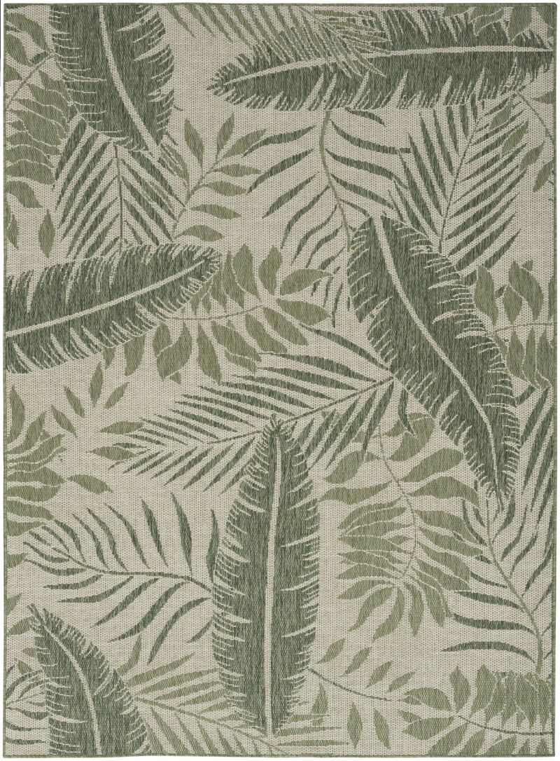 HomeRoots 5' X 7' Ivory And Green Palm Leaf Indoor Outdoor Area Rug image number 0
