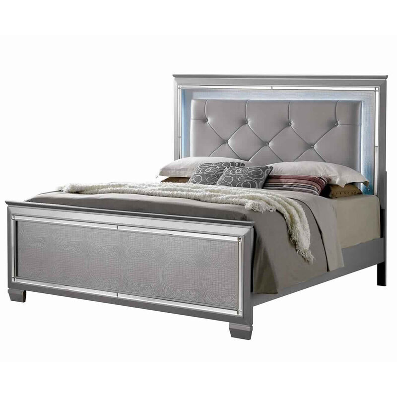 Queen Bedroom Set, Gray Wood, 2 Piece Set with Nightstand image number 3