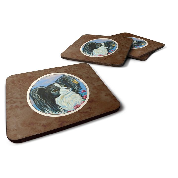Caroline's Treasures 7247FC Black And White Papillon Foam Coasters (Set of 4), 3.5, Multicolor