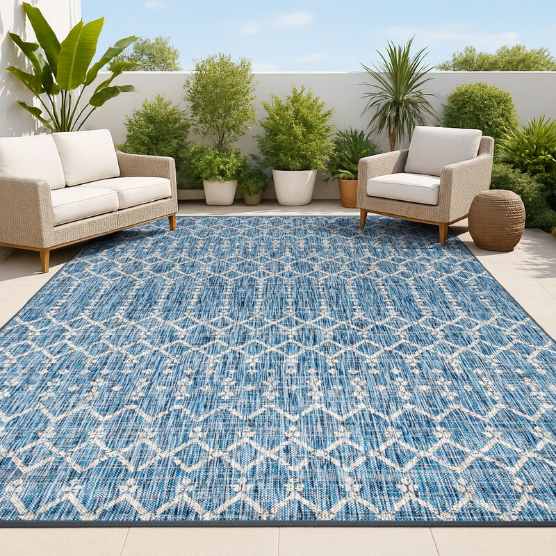 Ourika Moroccan Geometric Textured Weave Indoor/Outdoor Area Rug