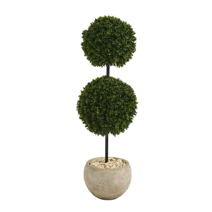 Nearly Natural 45-in Boxwood Tree in Planter UV Resistant (Indoor/Outdoor)