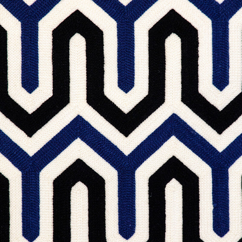 HomeRoots 20" X 20" Blue and White Geometric Cotton Zippered Pillow image number 3